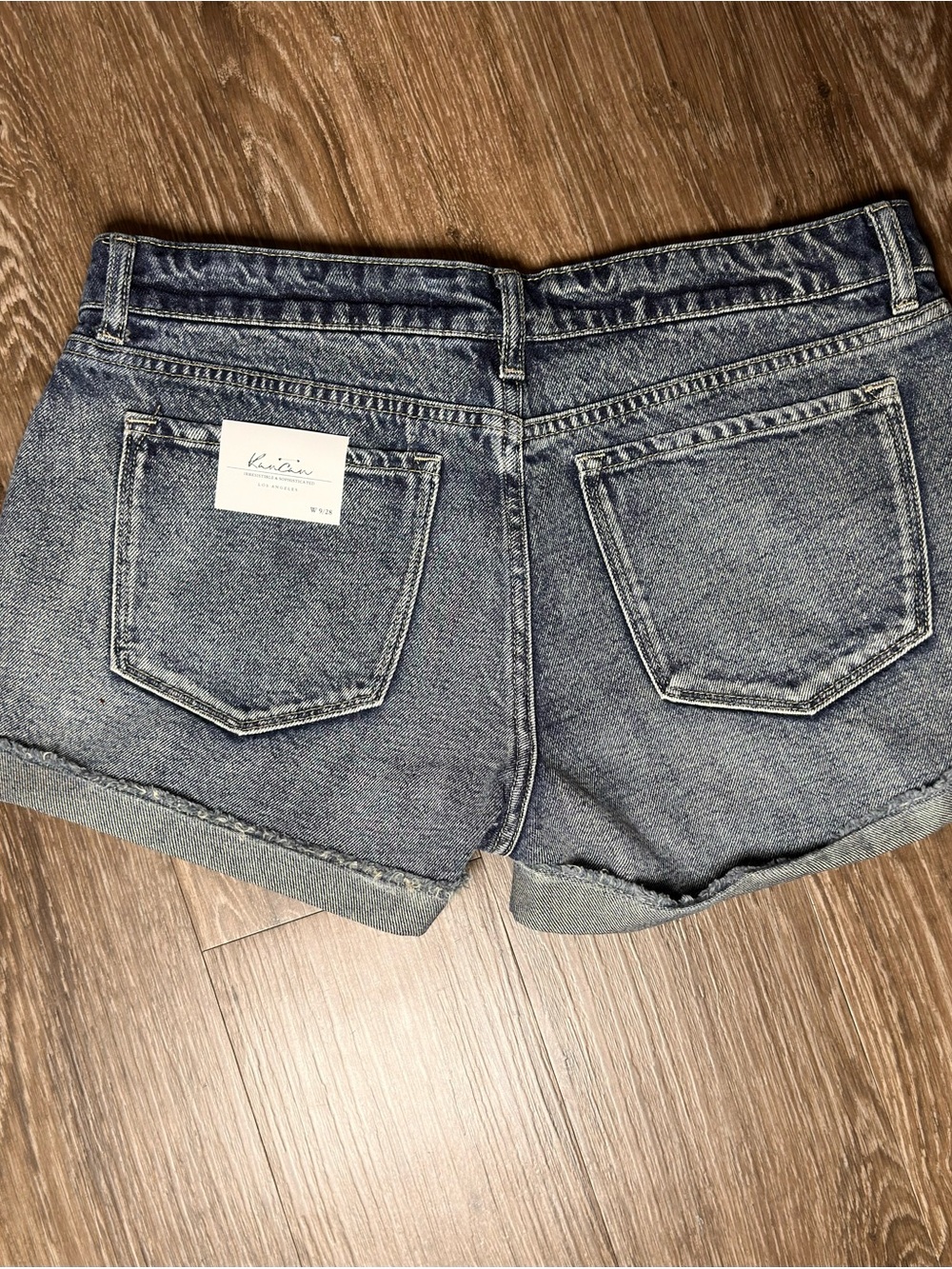 Kancan Women's Distressed Denim Shorts in Medium Blue / BNWT - Picture 2 of 3